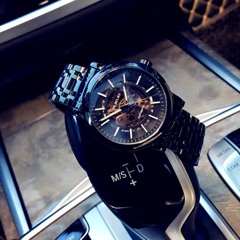 黑武士潮牌个性商务镂空全机械表 酷林手表国产腕表