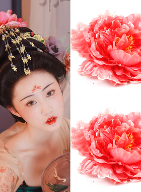 花朵发夹牡丹花发饰绢布发饰