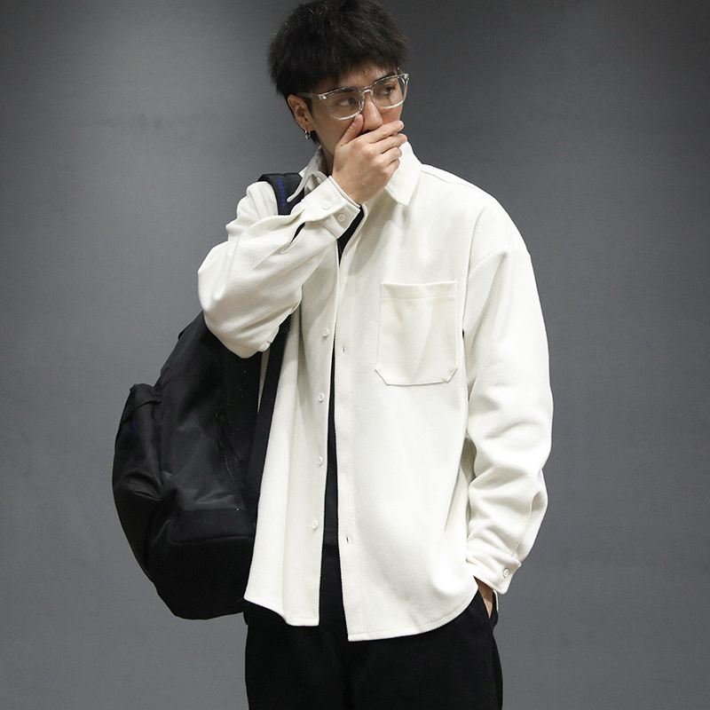 马切达黑色衬衫男春季薄款长袖学生韩版潮流修身帅气日系宽松外套 马切达黑色衬衫男春季薄款长袖学生韩版潮流修身帅气日系宽松外套