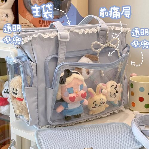 日系透明吧唧漫展痛包日常娃包单肩包女学生上课通勤托特包斜挎包 - 图3