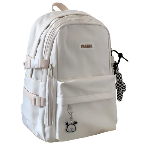 茶话会简约百搭ins双肩包女 大容量高中学生初中生书包电脑背包女 - 图3