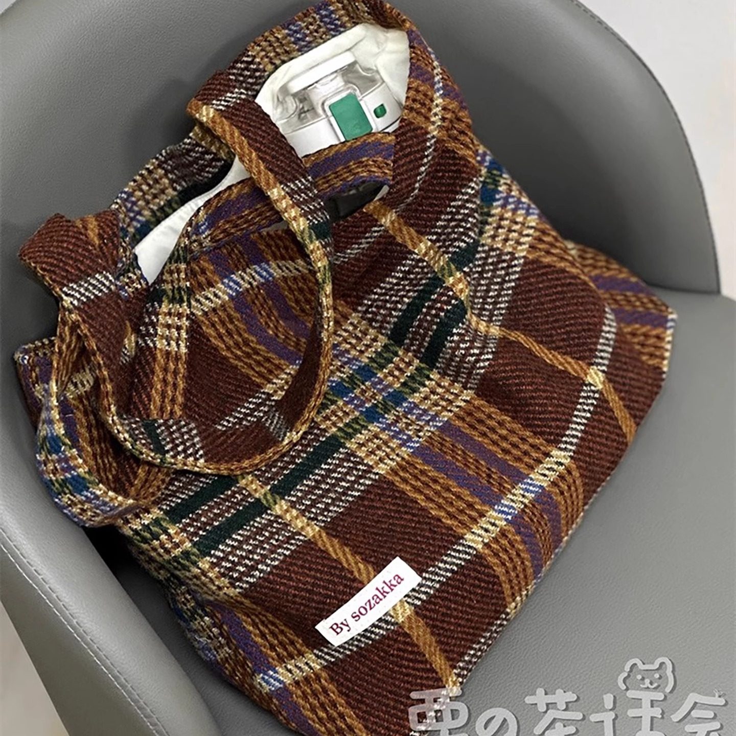 2025秋冬毛呢格子包包女 日系ins大容量单肩包学生百搭通勤托特包,淘宝优惠券,粉丝福利购,淘宝优惠卷