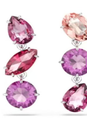 粉色水晶镶钻项链耳环多件套