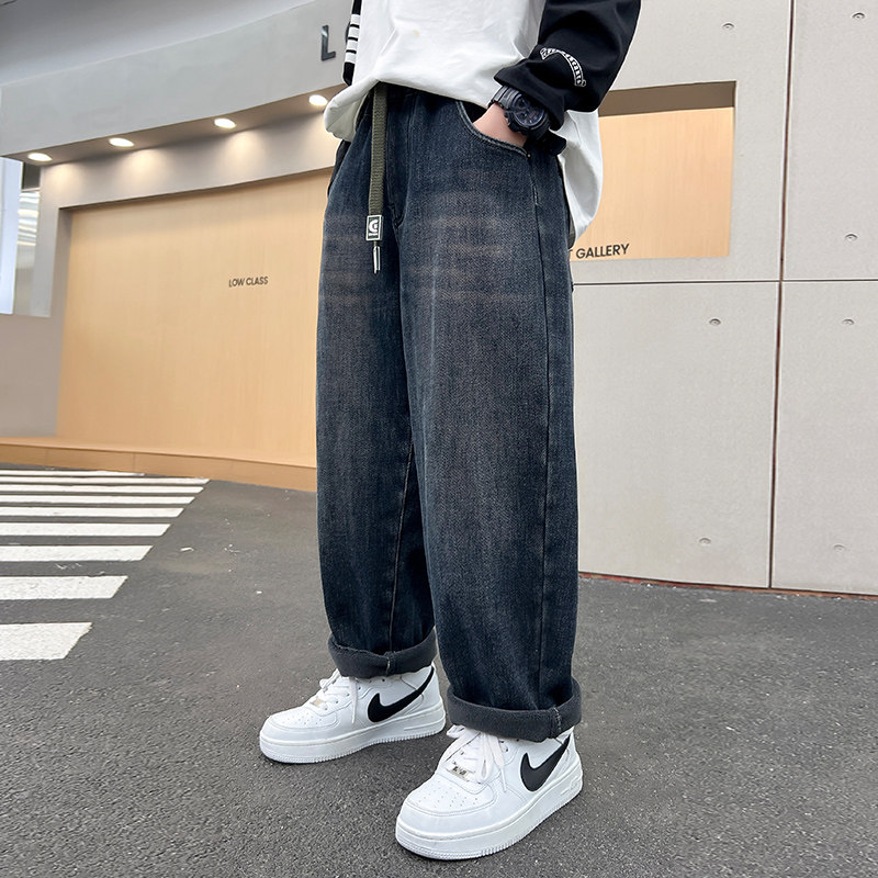 男童加绒裤子秋冬装2025新款中大童男孩秋季长裤儿童直筒牛仔裤潮,淘宝优惠券,粉丝福利购,淘宝优惠卷