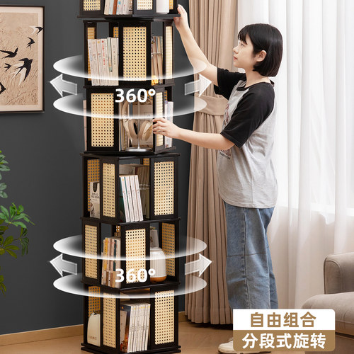 旋转书架落地置物架儿童书柜学生家用储物柜客厅展示架书本收纳架 - 图1