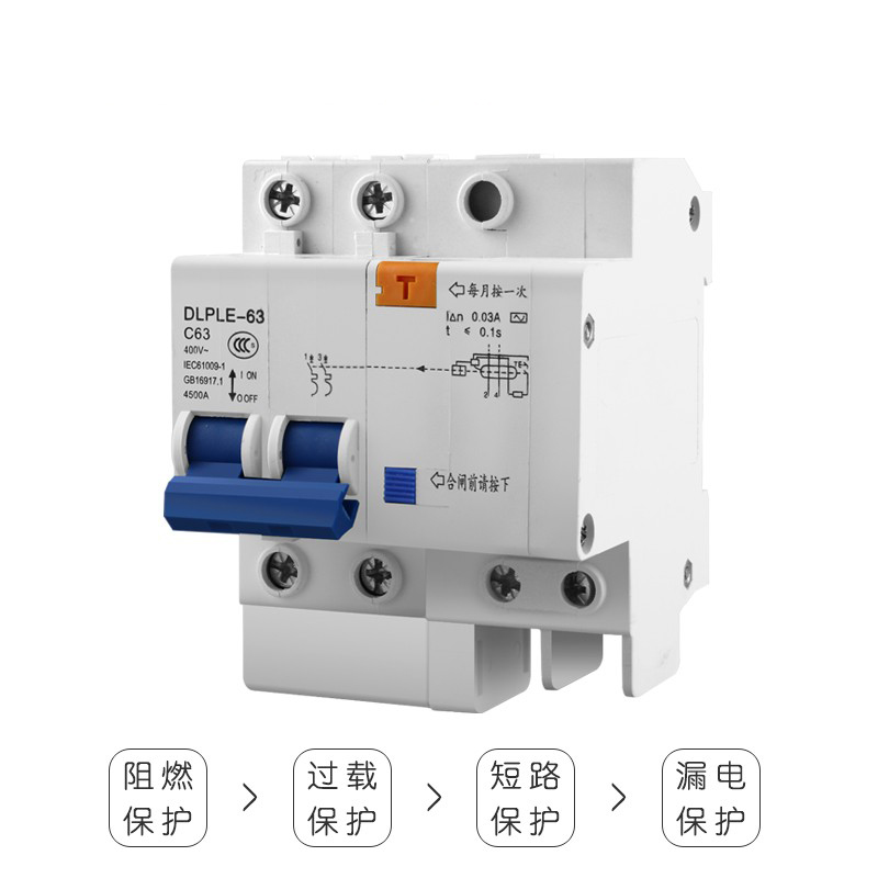 漏电383护器家用2P总开空气开关漏带电过载保护1P断路器6保3A