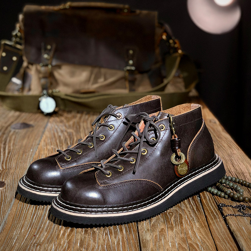 马丁靴男工装靴子短脸英伦风中帮真皮皮鞋韩版潮流复古百搭短靴,淘宝优惠券,粉丝福利购,淘宝优惠卷