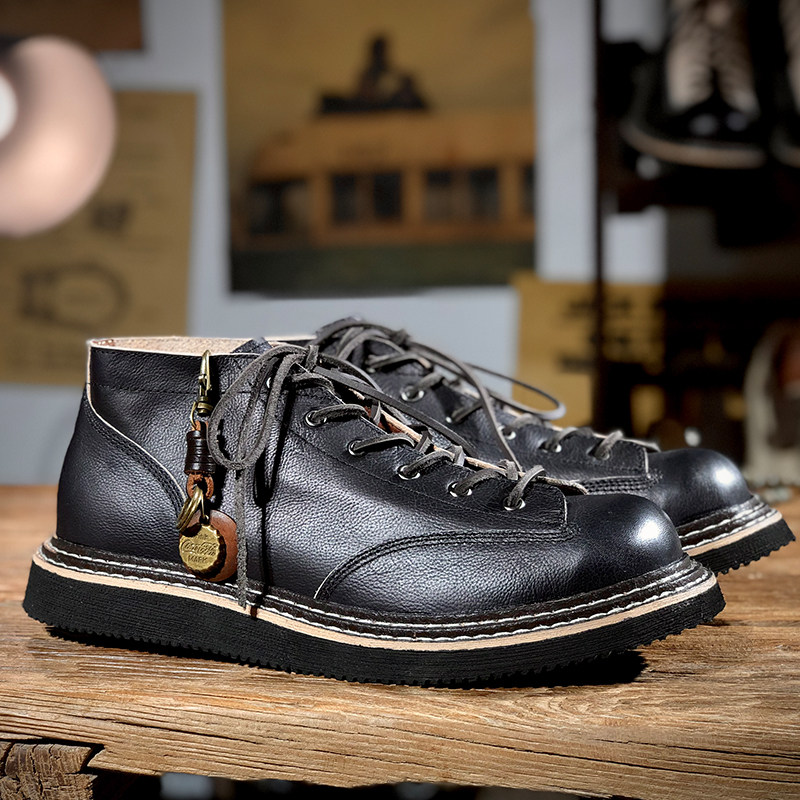 马丁靴男工装靴子短脸英伦风中帮真皮皮鞋韩版潮流复古百搭短靴,淘宝优惠券,粉丝福利购,淘宝优惠卷