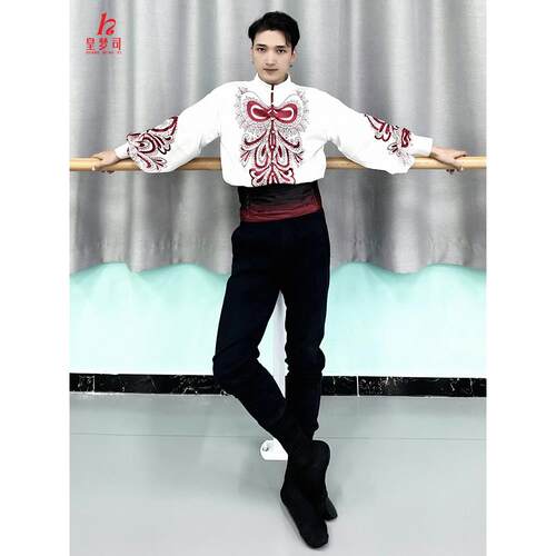 维族服装新疆舞蹈服男新款院校艺考练功服民族维吾尔族舞台表演服 - 图2