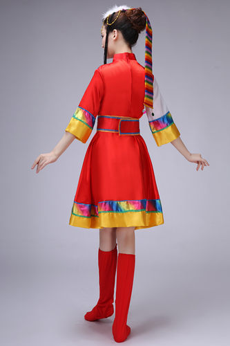 新款民族风藏族舞蹈表演服装 少数民族藏族演出服 水袖舞台服饰女 - 图3
