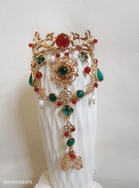 古风手镯汉服配饰原创敦煌异域风流苏开口手镯手链戒指一体手环铜