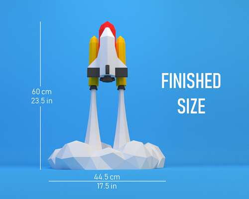 60厘米高 亚特兰蒂斯航天飞机喷射发射立体落地摆件手工DIY纸模型 - 图0