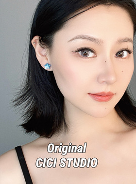 CICI STUDIO小众精工梦幻海洋蓝色五角星耳钉女甜美春夏度假耳饰