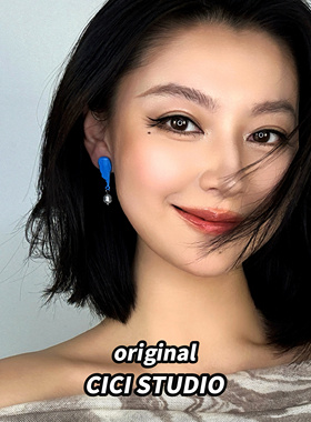 CICISTUDIO原创设计多巴胺风油画笔触耳环小众潮流艺术个性耳钉女