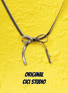CICI STUDIO小众个性精工朋克蛇骨链蝴蝶结项链女甜酷辣妹锁骨链