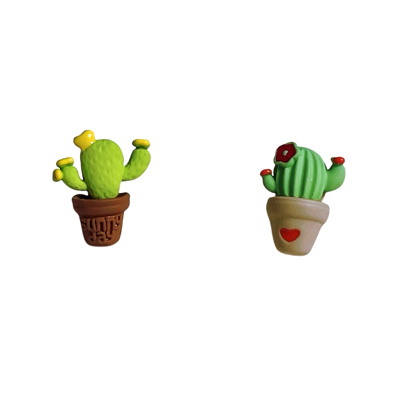 CICI绿意盎然小众设计创意盆栽沙漠植物仙人掌耳钉甜酷多巴胺耳饰 - 图3