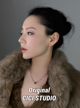 CICI STUDIO小众个性潮流艺术碎银子方块项链女ins甜酷精工高保色