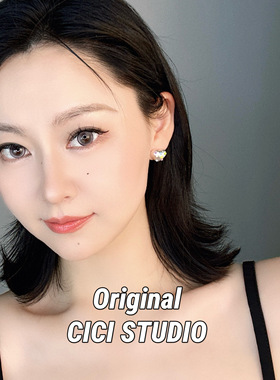 CICI STUDIO小众彩色波点素银爱心耳钉女甜美可爱春夏多巴胺耳饰