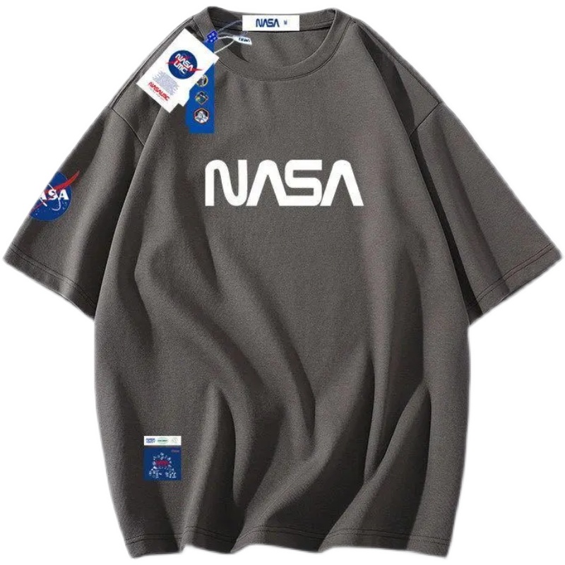 NASA联名潮牌短袖T恤男夏季ins百搭情侣装宽松体恤高克重半袖上衣_男装