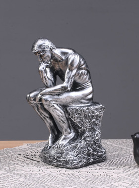 欧式人物雕塑沉思者思考想书橱