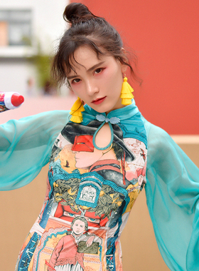 扇妒自制中国风流苏耳环夸张长款