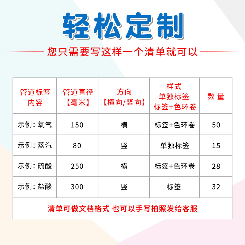 管道标识流向箭头贴纸管道贴工业工厂车间消防水管压缩空气反光贴-图1