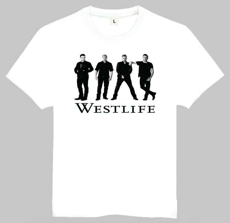 Westlife T-shirt 白色 短袖 西城男孩 T恤 欧美经典乐队 潮流T恤 - 图0