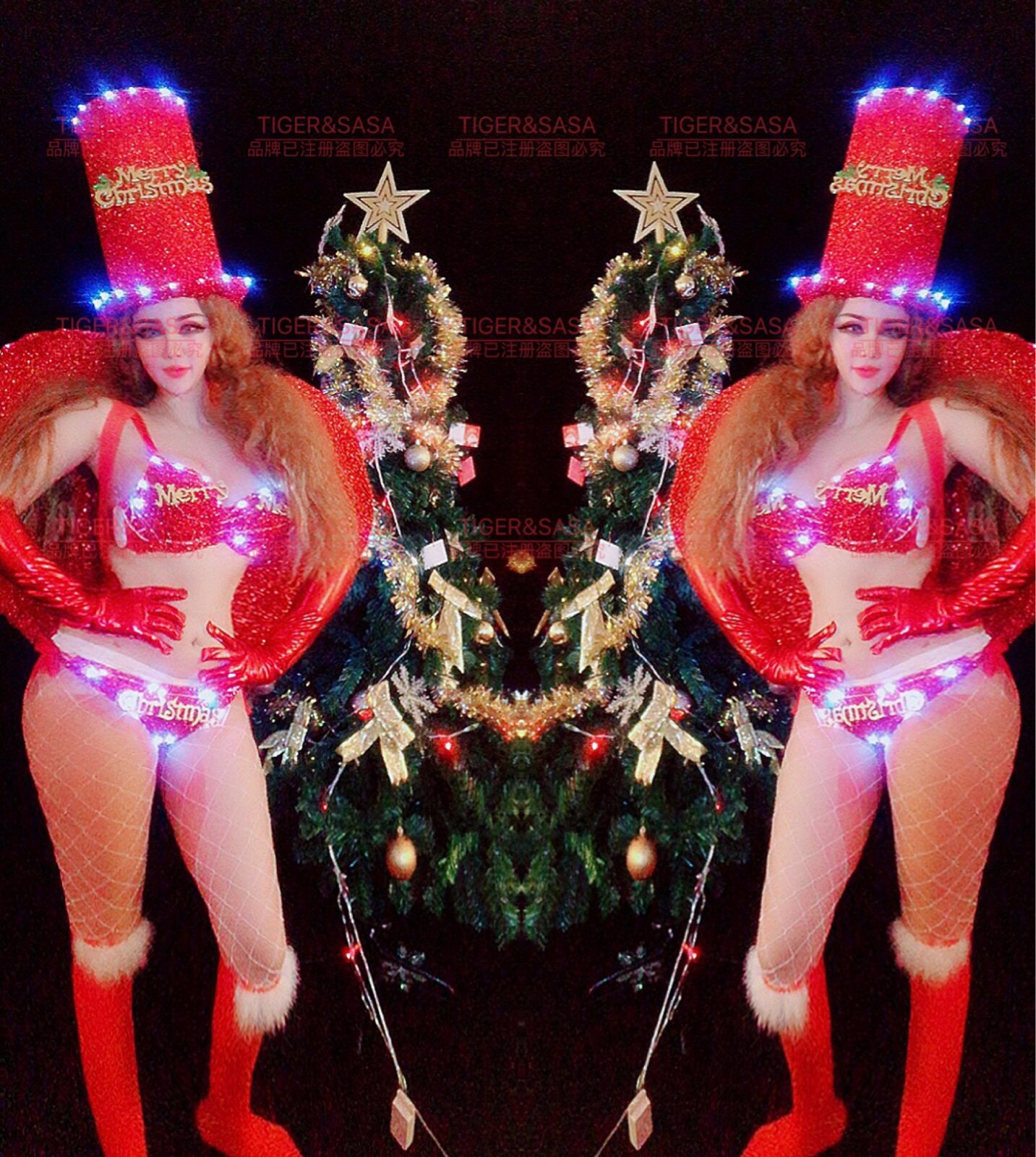 老虎莎莎夜店酒吧舞蹈队GOGO性感大气情人节生日字母背板演出服