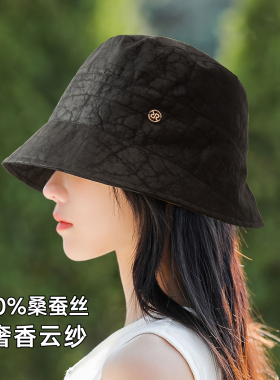 宏达防晒渔夫帽蚕丝香云纱时尚