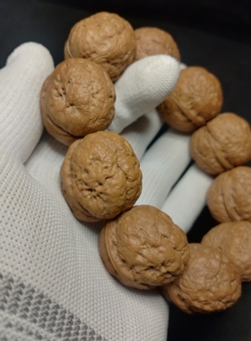 3.0肌肉金蟾元宝铁核桃手串手持，闷尖矮桩平底，皮质好油性大