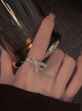 酷女孩开口戒指ins镶锆石超闪