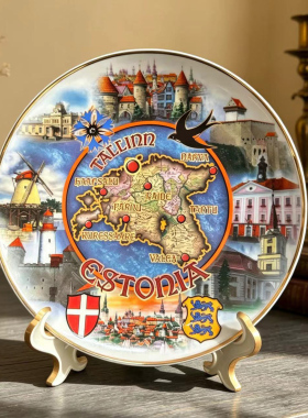 Estonia塔林民族风风景装饰盘
