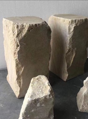 酒店会所别墅当堂庭院自然裂痕墩子装置艺术石头古朴摆件楼梯大物