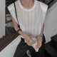 Korean style sleeveless shoulder pad lace thin women's short loose