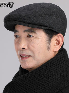 中老年人帽子冬季保暖护耳鸭舌帽