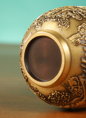 纯铜小酒杯全铜黄铜二两白酒杯传统高档家用酒具百福茶杯水杯摆件