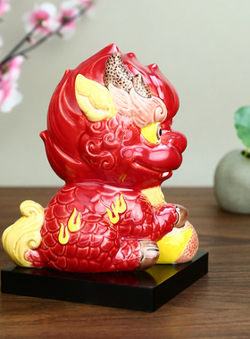 陶瓷国潮瑞兽麒麟摆件故宫风