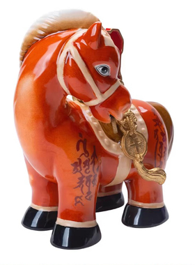 李居明吉祥物头马当红摆件招財鸿运当头午马陶瓷红马客厅装饰礼品