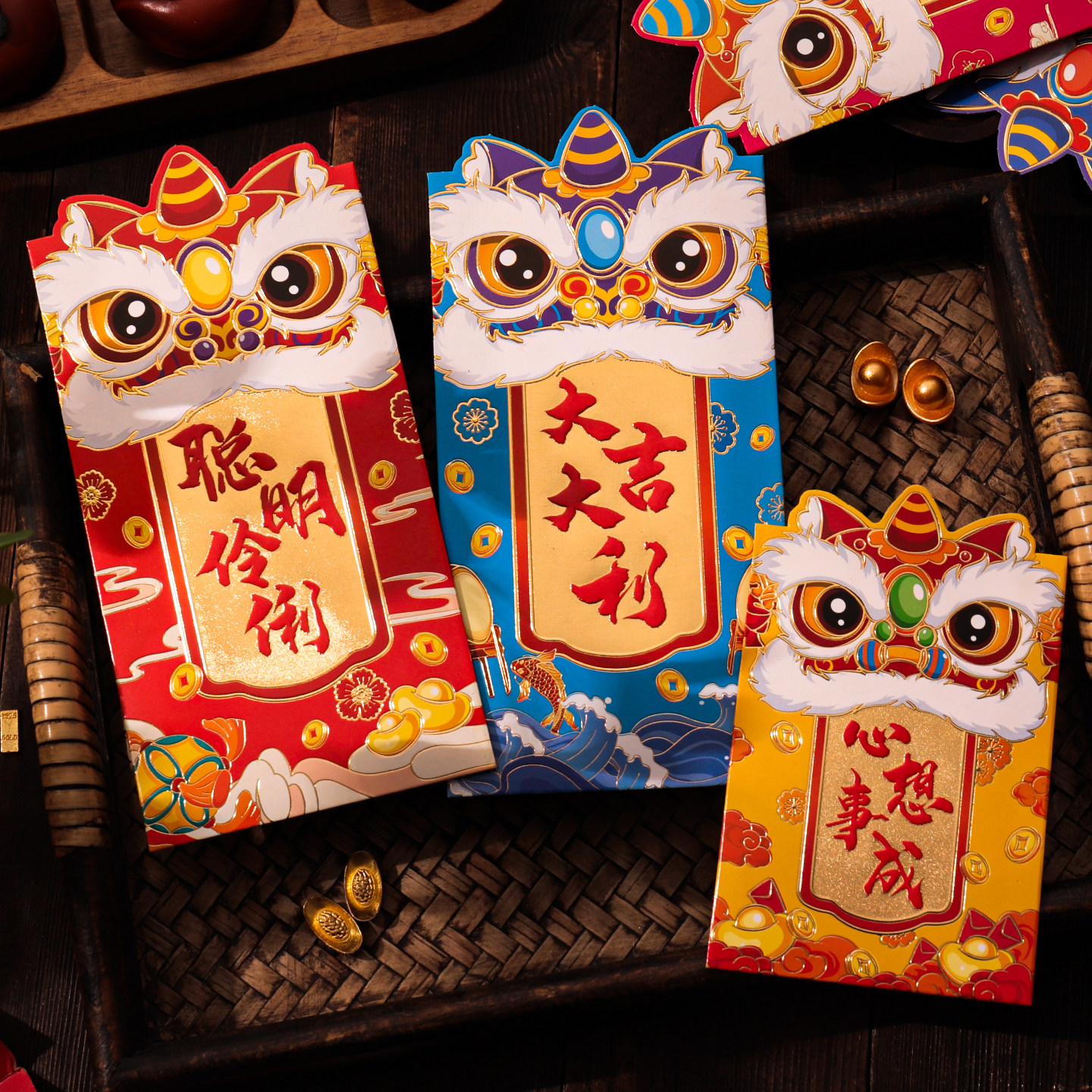 新年红包袋醒狮造型烫金利是封春节中式高级加厚过年创意压岁红包,淘宝优惠券,粉丝福利购,淘宝优惠卷