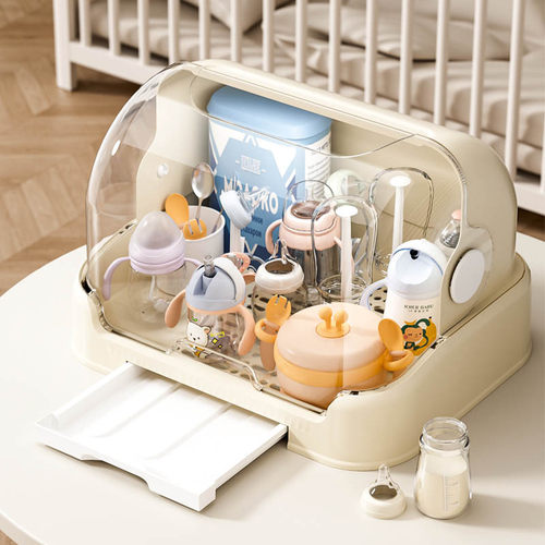 放宝宝奶瓶收纳盒装婴儿餐具碗筷辅食工具箱防尘沥水储物柜置物架 - 图2