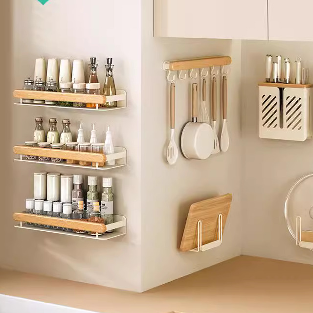 锅盖架壁挂式免打孔厨房置物架多功能放置菜板砧板收纳神器支架子 - 图1