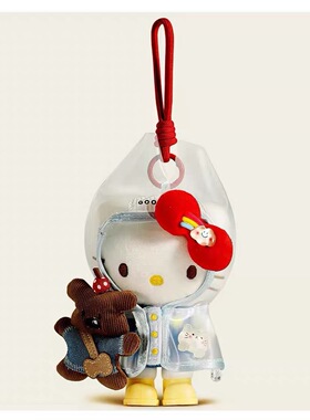 日本ULALOV雨衣Kitty包包挂件毛绒公仔玩偶背包书包钥匙扣挂饰