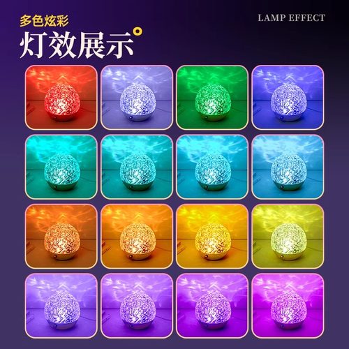 水波纹灯卧室氛围感好物led房间氛围小夜灯主卧浪漫床头灯睡眠灯 - 图3