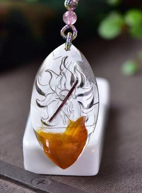 原创天然水晶时尚风饰品吊坠项链