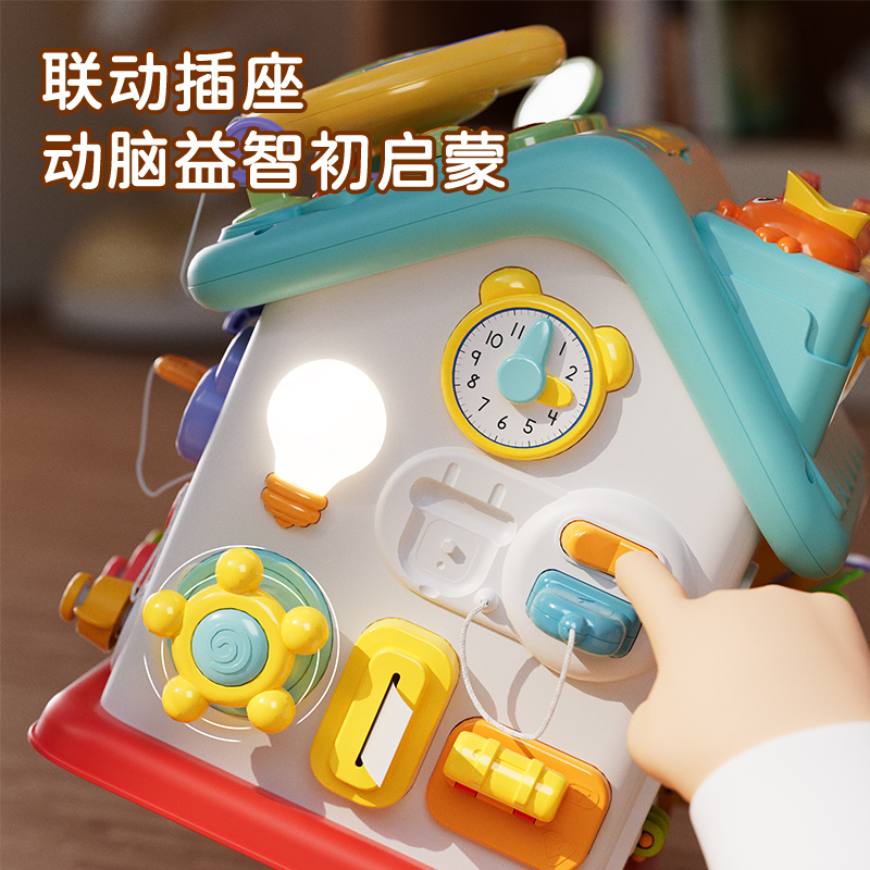 宝宝蒙氏早教忙碌屋六面多功能方向盘儿童玩具婴儿训练板生日礼物 - 图3