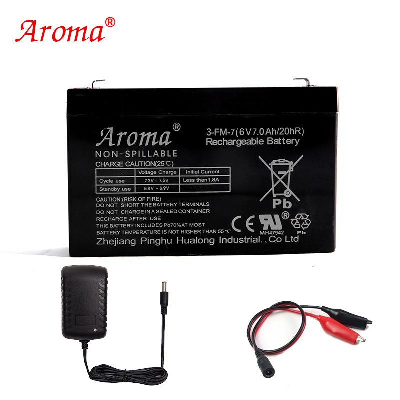 Aroma奥皇儿童电动车6V7ah20hr3FM7电瓶摩托车大容量包邮蓄电池 - 图1