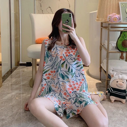 Клубника, майка, шорты, хлопковая пижама без рукавов, тонкий свежий милый комплект для школьников, простой и элегантный дизайн