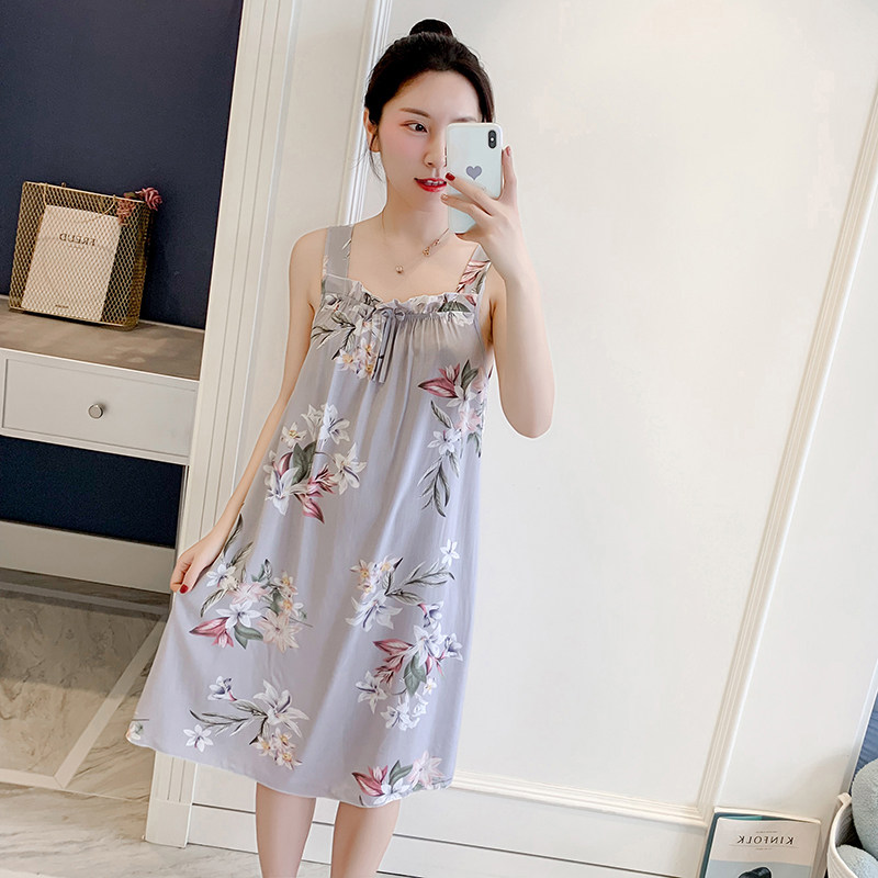 夏季吊带纯棉棉绸学生公主可爱睡裙 小丽家睡衣睡裙