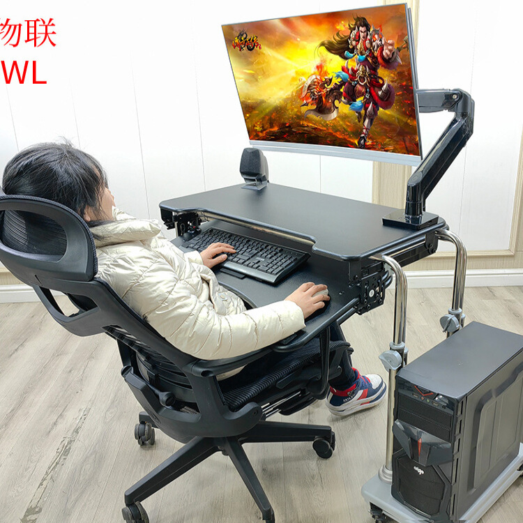 太空舱台式电脑桌简易电脑桌移动升降支架家用折叠升降懒人坐舱 - 图2