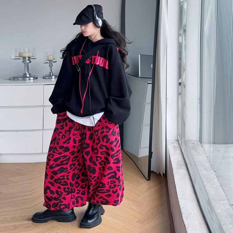 网红女童休闲运动装秋冬新款火龙果色灯笼裤连帽爵士舞跳舞练功服,淘宝优惠券,粉丝福利购,淘宝优惠卷